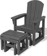 SERWALL Outdoor Glider Chair with Ottoman, HDPE Wood-Like Patio Glider Set All-Weather Porch Glider for Outside, Gray - Photo 1