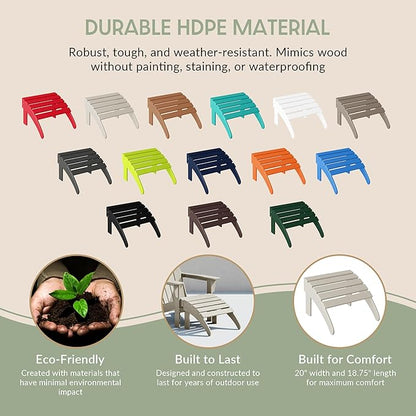 WestinTrends Outdoor Patio Adirondack Ottoman Foot Rest, All Weather Poly Lumber Foot Stool for Adirondack Chair, Widely Used for Outside Porch Pool Lawn Backyard, Sand