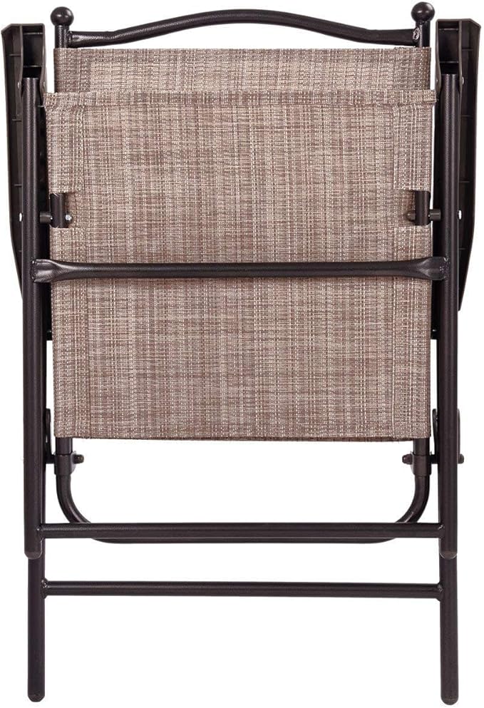 Giantex Set of 2 Patio Folding Chairs, Outdoor Patio Dining Chairs w/Armrest, Sling Back, Metal Frame - Photo 7