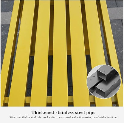 Outdoor Metal Backless Bench,Colorful Garden Bench Slatted Seat,All-Weather Outdoor Park Benches for Backyard, Porch, Or Lawn(200cm/78.7inch, Black)