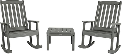 highwood AD-KITRKCH1-CGE Lehigh 2 Rocking Chairs with Adirondack Side Table, Coastal Teak