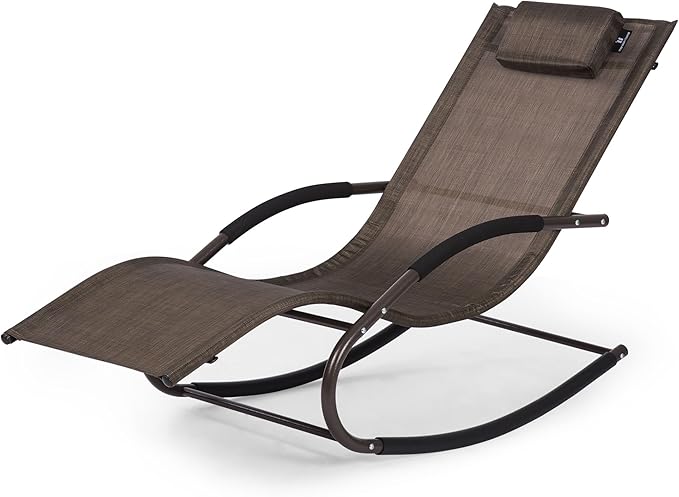 Lounge Chair, Outdoor Chaise Lounge with Detachable Pillow for Patio, Lawn, Pool, Outdoor Lounge Chairs, Brown - Photo 1