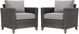 Grand patio Outdoor Rattan Couch Sofa Cushions, Dark Grey Sofa Set for 2 PCS - Photo 1