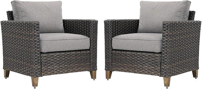 Grand patio Outdoor Rattan Couch Sofa Cushions, Dark Grey Sofa Set for 2 PCS, All Weather Hand Woven Rattan Sofa Patio Furniture Set for Porch, Garden, Backyard, Patio, Balcony,Lawn, Poolside (2 PCS)