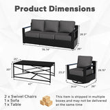 Outdoor Aluminum Furniture Set, 4-Piece Patio Conversation Set, 2 Swivel Chairs, 1 Sofa and 1 Table - Photo 2