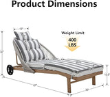 Outdoor Chaise Lounge Chairs Set of 2, Lounge Chair Outdoor with Cushions, Wicker Outdoor Chaise Lounger - Photo 2