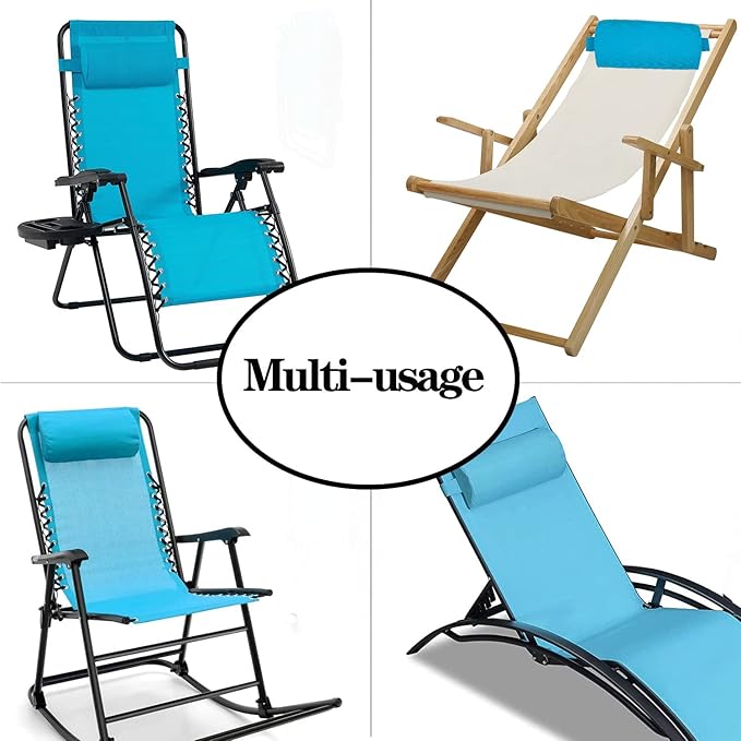 Zero Gravity Chair Set of 2 Replacement Pillow Headrest with Elastic Band, Universal Soft Removable Padded Cushion Head Pillow for Zero Gravity Lounge Chair, Folding Patio Lawn Recliner Chair