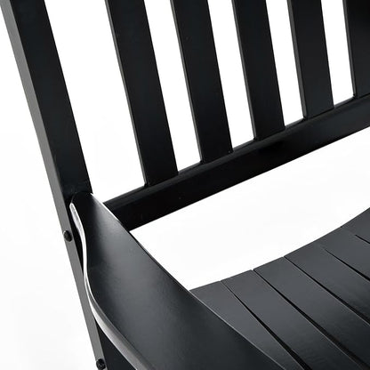 Outsunny Outdoor Rocking Chair, Patio Wooden Rocking Chair with Smooth Armrests, High Back for Garden, Balcony, Porch, Supports Up to 353 lbs, Black