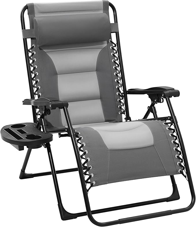 JEAREY Oversized Padded Zero Gravity Chairs, Folding Lounge Chair Outdoor Patio Recliner - Photo 1