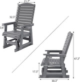 Poly Lumber Patio Glider for One Person, with Cup Holders, High Backrest and Deep Contoured Seat, HIPS Material - Photo 3