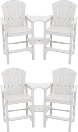 SERWALL Tall Adirondack Chairs Set of 4 with Double Layer Connecting Tray, HDPE Bar Height Outdoor Chairs - Photo 1
