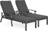 HOMEFUN Chaise Lounge Chair Set of 2, Hand-Finished Wood Grain Cast Aluminum Reclining Loungers with Cushions - Photo 1