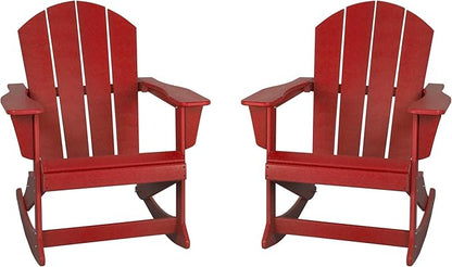 WestinTrends Malibu 2 Piece Set Outdoor/Patio Poly Adirondack Rocking Chairs (2 Seater), Red