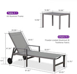 PURPLE LEAF Outdoor Chaise Lounge Set for 2 Aluminum Patio Chaise Lounger Chairs with Armrest and Wheels Adjustable - Photo 3