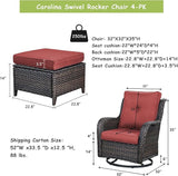Rilyson Wicker Patio Furniture Set - 4 Piece Rattan Outdoor Sectional Conversation Sets with 2 Swivel Rocking Chairs - Photo 2