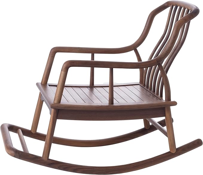 Rocking Chair Black Walnut Wood Patio Rocking Chairs Outdoor Rocking Chair & Indoor Rocker for Garden Patio Balcony Backyard Porch Rocker with Cushion and Backrest