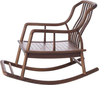 Rocking Chair Black Walnut Wood Patio Rocking Chairs Outdoor Rocking Chair & Indoor Rocker for Garden Patio Balcony Backyard Porch Rocker with Cushion and Backrest