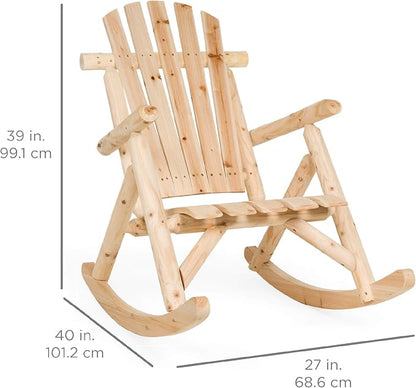 Best Choice Products Wooden Rocking Chair Outdoor Wood Rocker Adirondack Lounger Accent Furniture for Yard, Patio, Garden w/Natural Finish