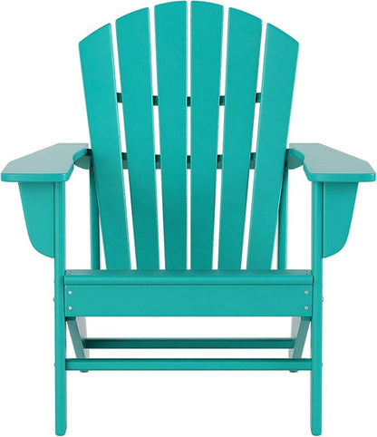 WestinTrends Dylan 5-Piece Outdoor Patio HDPE Adirondack Chair with Round Coffee Table Conversation Set, Turquoise