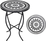 VCUTEKA Mosaic Outdoor Side Table, 14" Round Small Patio Accent Table Indoor End Table for Yard, Garden, Living Room - Photo 1