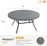 VICLLAX Round Patio Table with Adjustable Umbrella Hole for 6, All Weather Metal Outdoor Dining Table for Lawn Garden - Photo 3