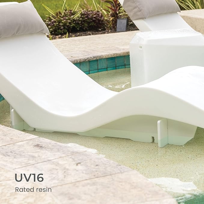 Aqua Outdoors in-Pool DEEP Ledge Chaise Set - Two Chaises - Two Headrest Pillows - Chaise Risers and One Large in Pool - Photo 6