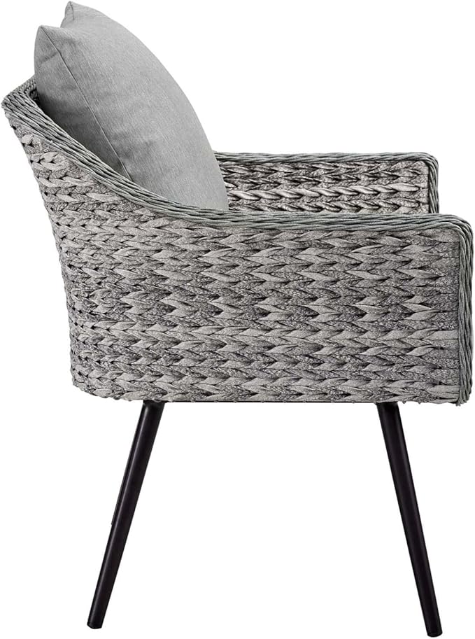 Modway EEI-3174-GRY-GRY-SET Endeavor 2 Piece Outdoor Patio Wicker Rattan Sectional Sofa Set, Gray - Photo 8