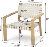 Merax Patio Furniture Acacia Wood Armchair Set of 2, 2 Pieces Woven Rope Outdoor Lounge Chair - Photo 3