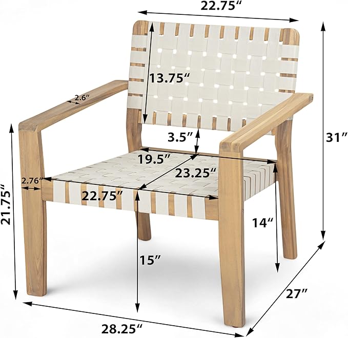 Christopher Knight Home Set of 2 Lena Patio Furniture Acacia Wood Armchair, Woven Rope Outdoor Club Chair - Photo 2