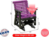 Amish Craftsmanship Made in USA 2FT Heavy Duty Poly Lumber Wood Porch Patio Glider HDPE with No Wood fibers Lancaster - Photo 2