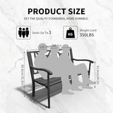 YLGJ&TIDY 50 Inches Patio Bench Outdoor Metal Bench with Pattern Backrest Armrest Rust-Resistant Outdoor Porch Benches - Photo 2