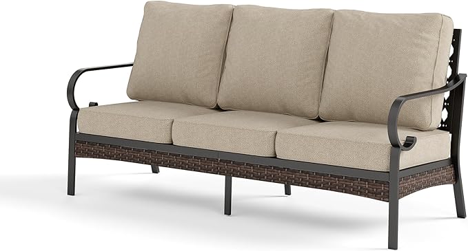 Metal Patio Furniture Sofa with 5.75" Extra Thick Cushion - Photo 8