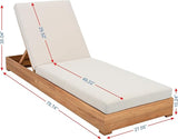 SAFAVIEH Couture Outdoor Patio Furniture Collection - Montford Brazilian Teak Chaise Lounge with Beige Cushions - Photo 3