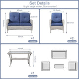 Belord 4 Pieces Patio Furniture Set for Porch Deck Balcony Outdoor, Wicker Chair Sectional Sofa Set - Photo 6