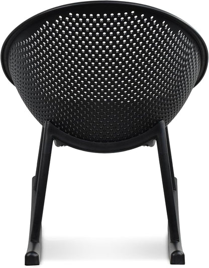 2xhome Set of 2 Patio Rocking Chairs | Oval Egg Shaped Lounge Rocker | All Weather Plastic | Modern Accent Side Chair for Indoor or Outdoor Use, Black