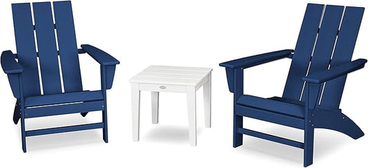 POLYWOOD Modern 3-Piece Adirondack Chair Set with End Table