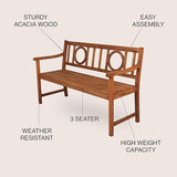 JONATHAN Y BNH104A Apollo 51.2" 3-Seat Circle-Back 600-Lbs Support Acacia Wood Outdoor Garden Patio Bench for Garden - Photo 4