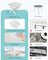 SERWALL Folding Outdoor Side Table Set of 4, Small Adirondack Side Table, White - Photo 7