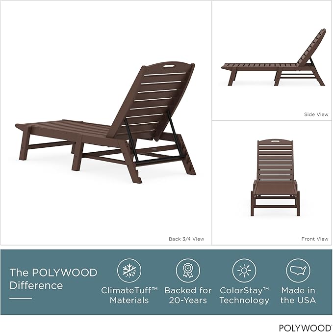 POLYWOOD Stackable Nautical Chaise, Mahogany