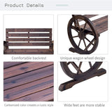Ni-shore Wooden Wagon Wheel Bench Rustic Outdoor Patio Furniture, 2-Person Seat Bench with Backrest - Photo 7