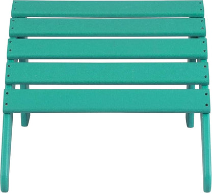 WO Home Furniture Adirondack Chair Outdoor Ottoman Set of 2 PCS Classic Patio Furniture (Turquoise)