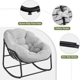 Indoor Rocking Chair, Oversized Outdoor Lounge Chair with Thick Corduroy Cushion & Straps - Photo 6