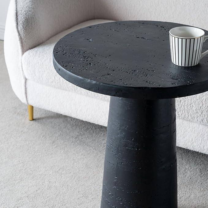 Faux Stone Side Table Round End Table Patio Small Drink Table for Small Spaces - Photo 6
