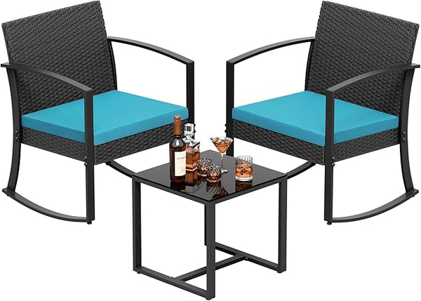 Greesum 3 Piece Patio Furniture Set, All-Weather Imitation Rattan Conversation Set - Photo 1