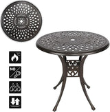 YUSING 31" Outdoor Dining Table, Patio Cast Aluminum Table, Furniture Set - Photo 5