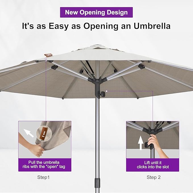 PURPLE LEAF 3-Piece Patio Chaise Lounge Set with Market Umbrella Adjustable Outdoor Recliners for Pool - Photo 8