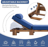 78.8'' Outdoor Patio Chaise Lounge Chair, Acacia Wood Adjustable Recliner with Headrest, Perfect for Terrace, Poolside - Photo 5
