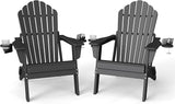 Plawdlik Folding Adirondack Chair Set of 2 with 2 Cup Holder, SGS Tested - Photo 1