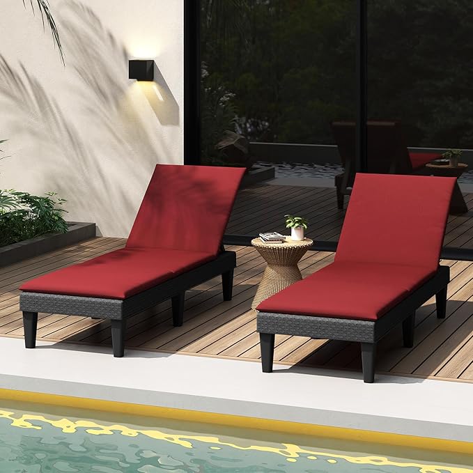 HAPPYGRILL Outdoor Chaise Lounge Chair Rattan Recliner Lounger with Removable Cushion & 3-Level Adjustable Backrest - Photo 4