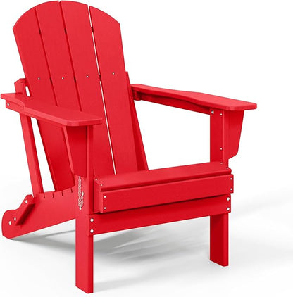 WestinTrends Malibu HDPE Outdoor Patio Folding Poly Adirondack Chair, Red